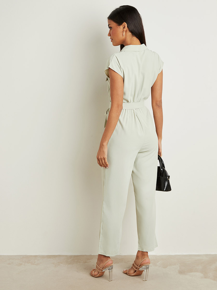 Styli Contrast Button Closure Straight Leg Jumpsuit with Cap Sleeves-women-clothing-jumpsuits-image-3