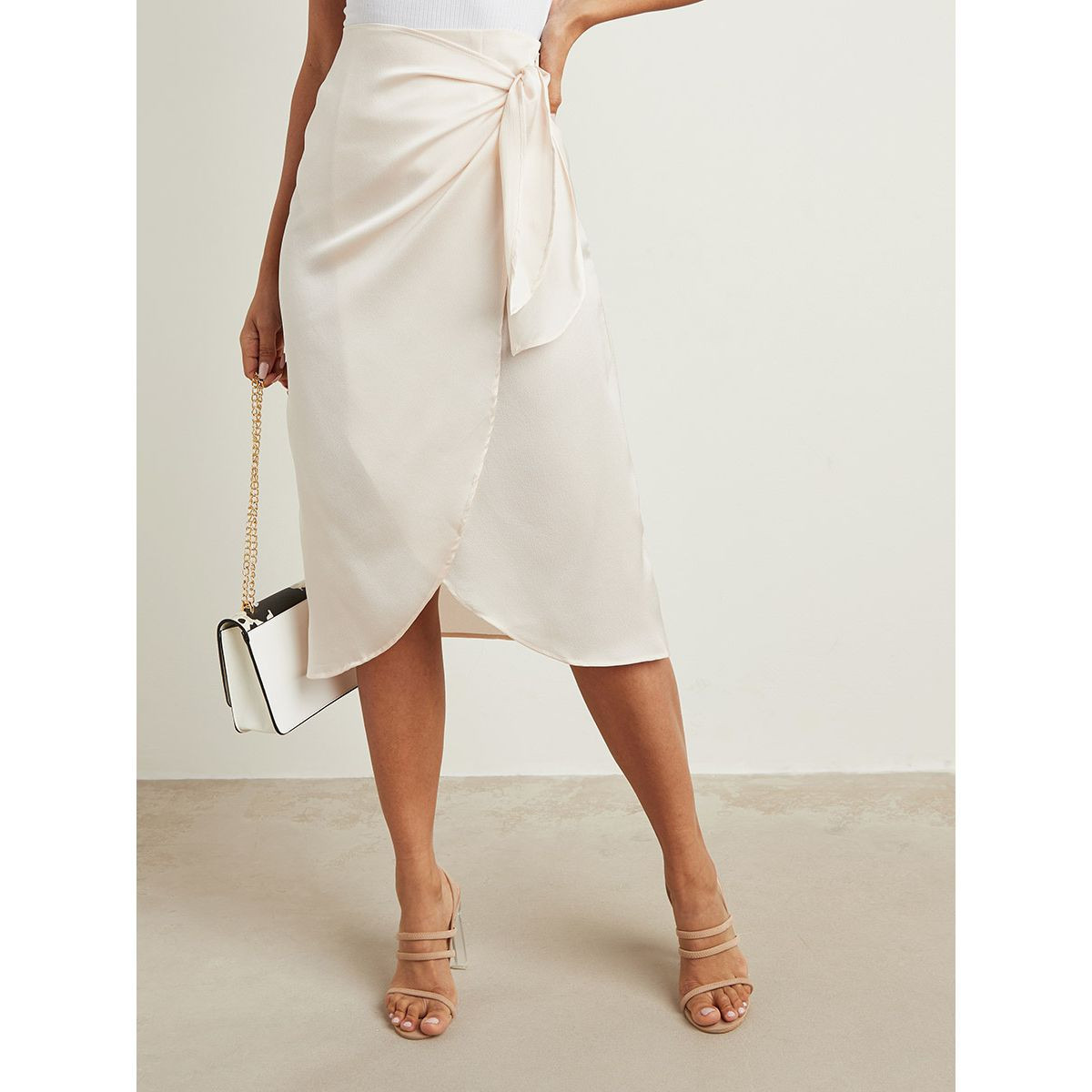 تنورة ميدي بسحّاب جانبي من ستايلي-women-clothing-skirts-image-1