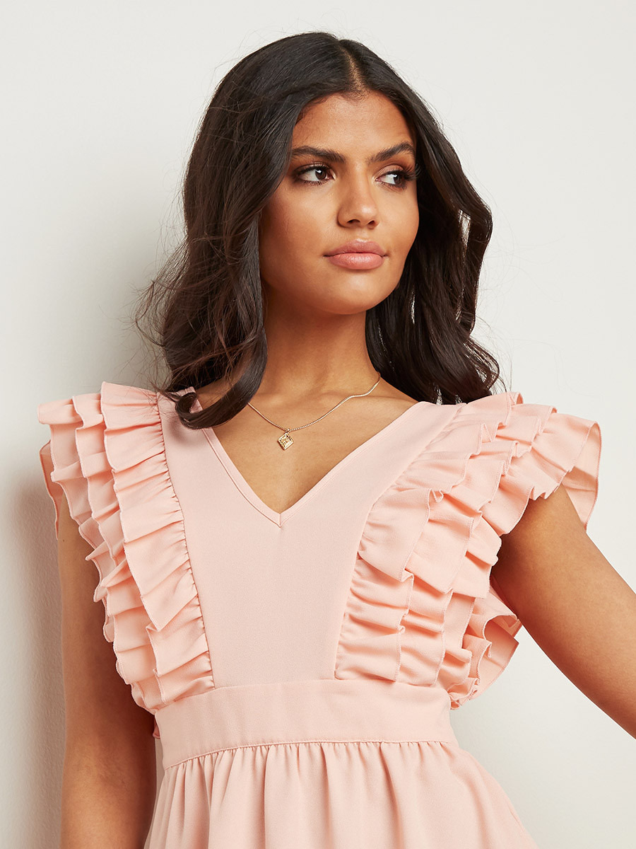 فستان طويل بتفاصيل كشكش من ستايلي-women-clothing-dresses-image-2
