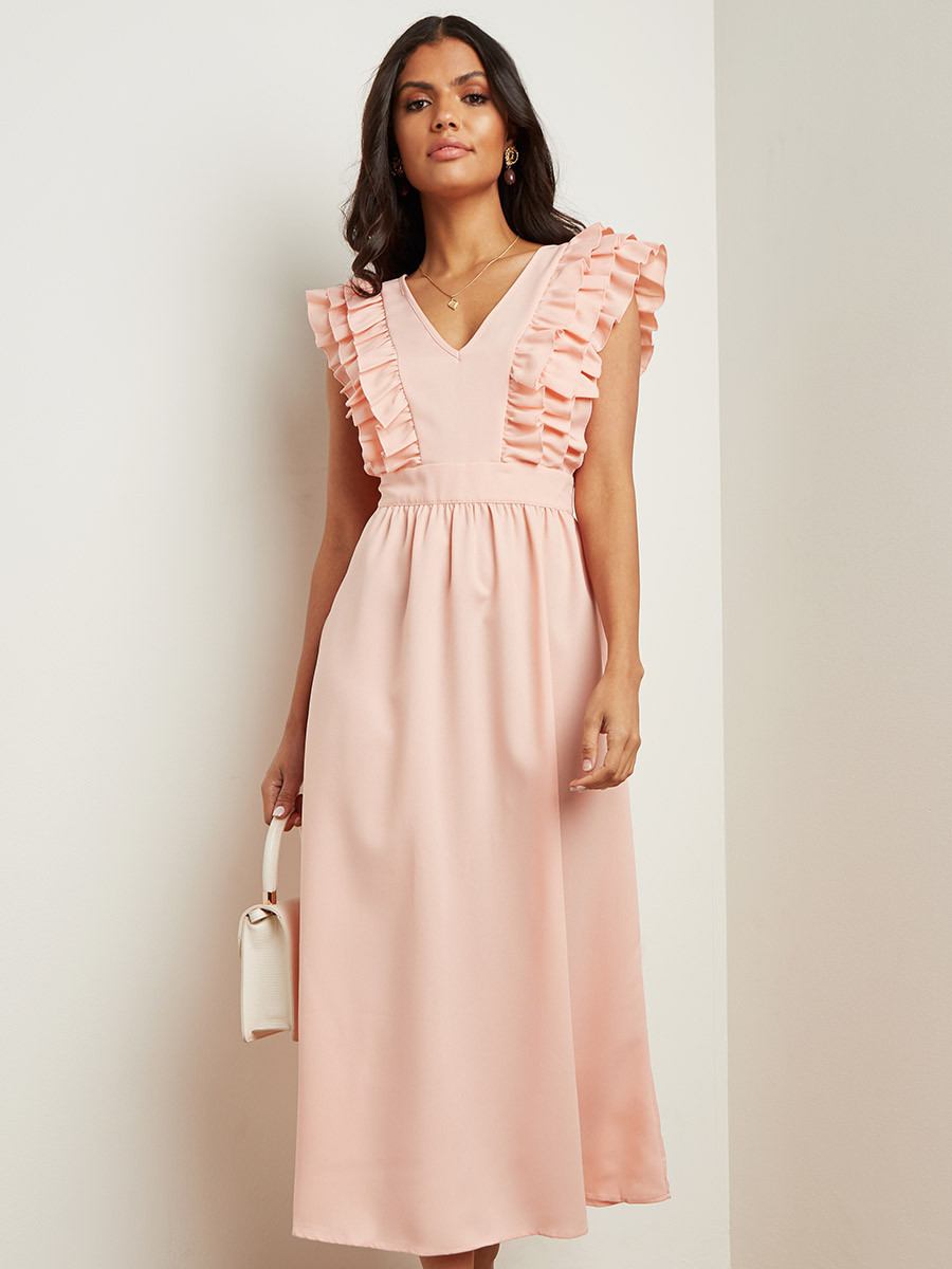 فستان طويل بتفاصيل كشكش من ستايلي-women-clothing-dresses-image-3