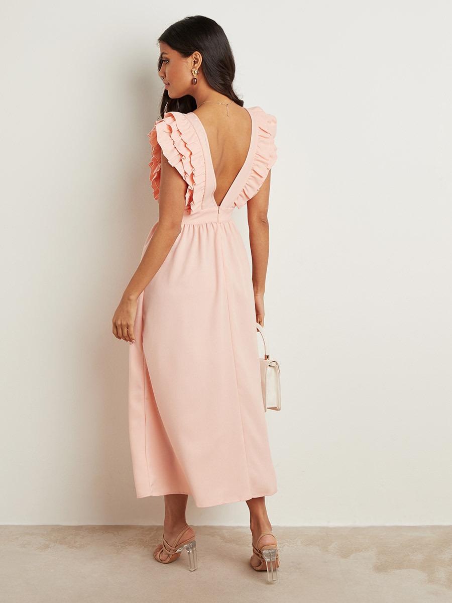 فستان طويل بتفاصيل كشكش من ستايلي-women-clothing-dresses-image-4