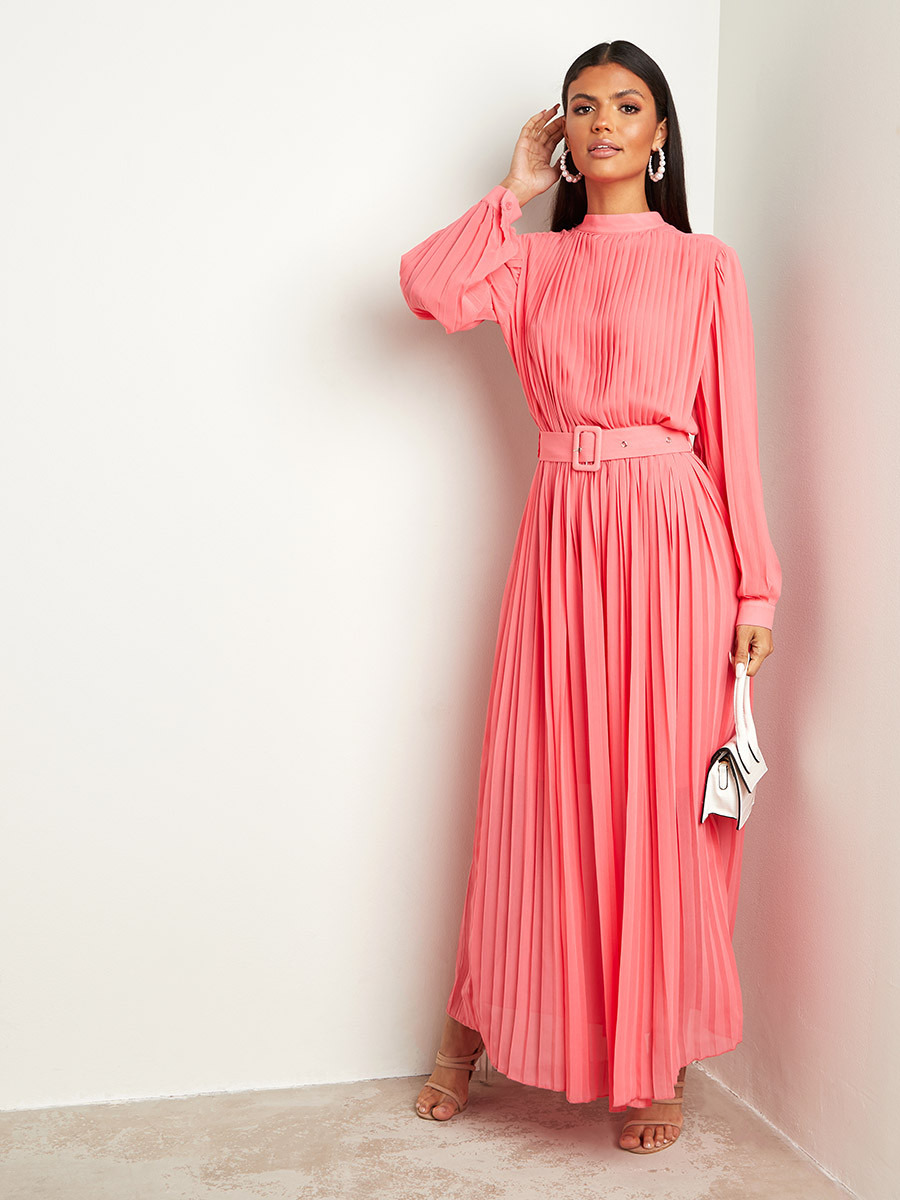 فستان طويل بكسرات وأكمام طويلة من ستايلي-women-clothing-dresses-image-1