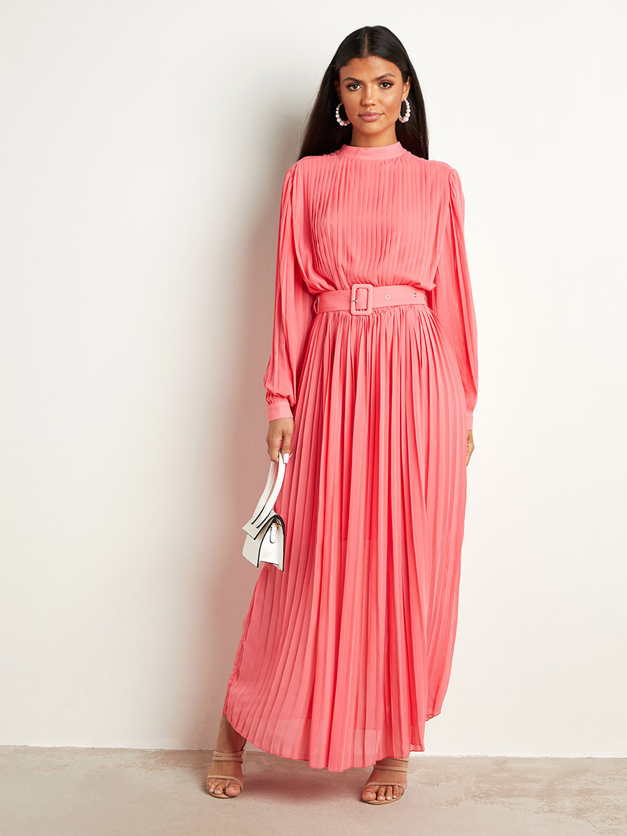 فستان طويل بكسرات وأكمام طويلة من ستايلي-women-clothing-dresses-image-7