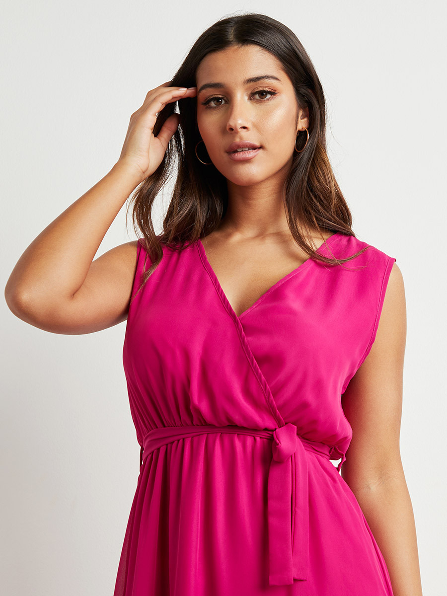 فستان طويل بربطة خصر وبلا أكمام من ستايلي-women-clothing-dresses-image-2