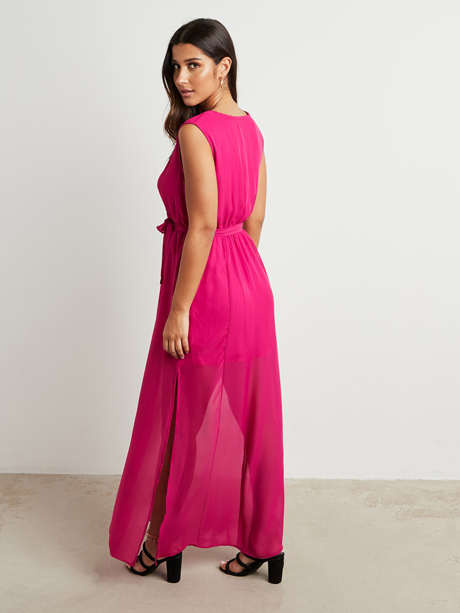 فستان طويل بربطة خصر وبلا أكمام من ستايلي-women-clothing-dresses-image-3