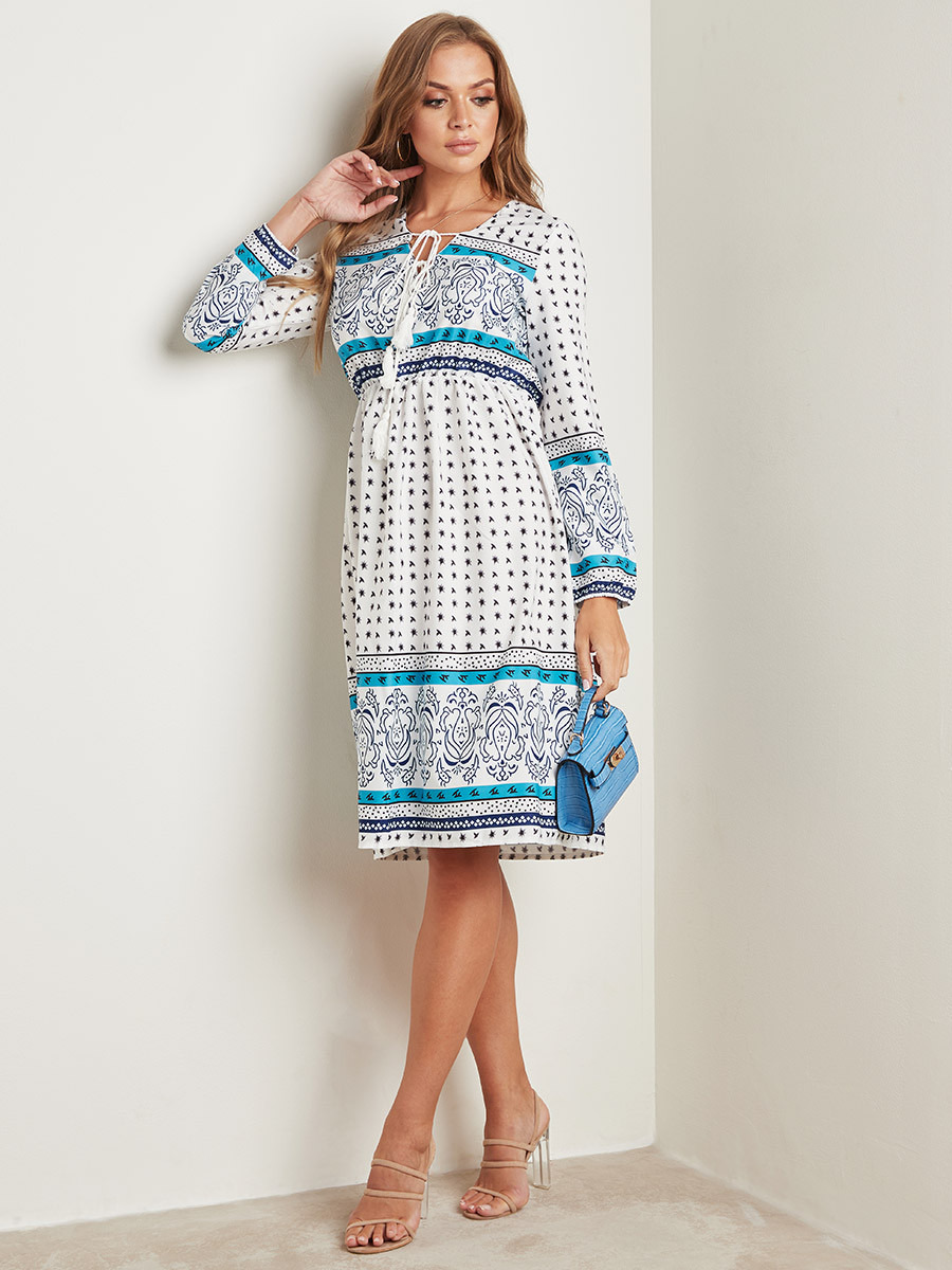 فستان ميدي مطبوع بأكمام طويلة من ستايلي-women-clothing-dresses-image-1