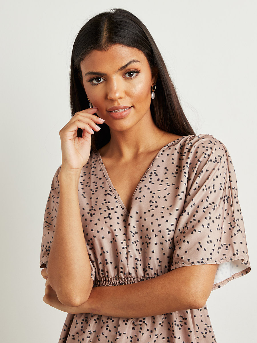 فستان طويل مطبوع بخصر مزموم من ستايلي-women-clothing-dresses-image-3