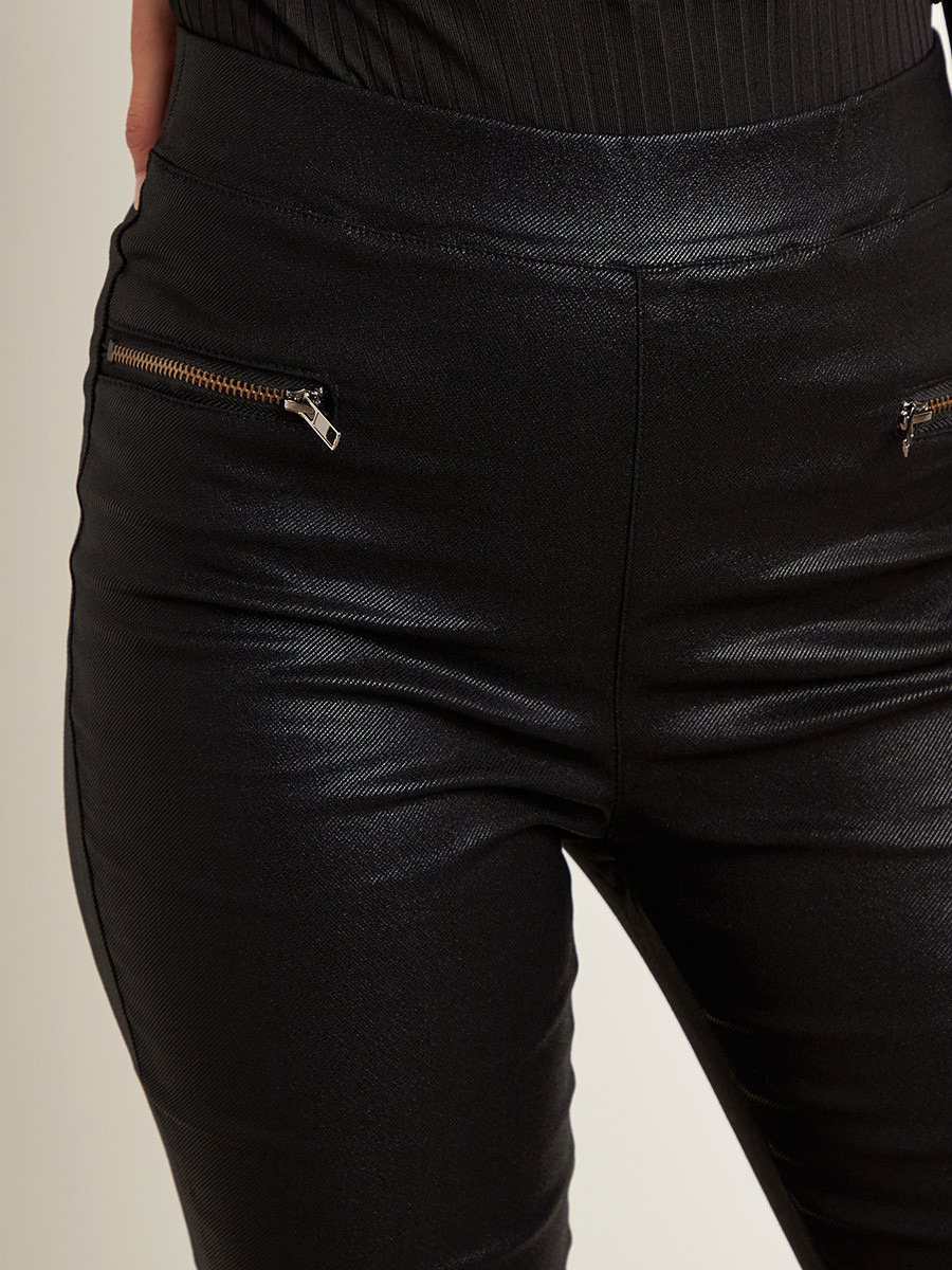 Styli Wet Look Zip Pocket Detail Leggings-women-clothing-leggings-image-4
