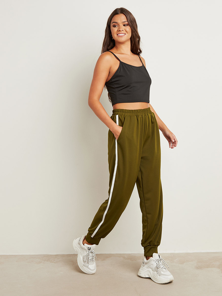 Styli Side Striped Cuffed Jogger with Side Pocket-women-clothing-bottoms-joggers-image-3
