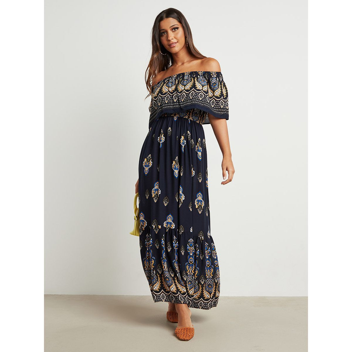 فستان طويل مطبوع بأكتاف مكشوفة من ستايلي-women-clothing-dresses-image-1