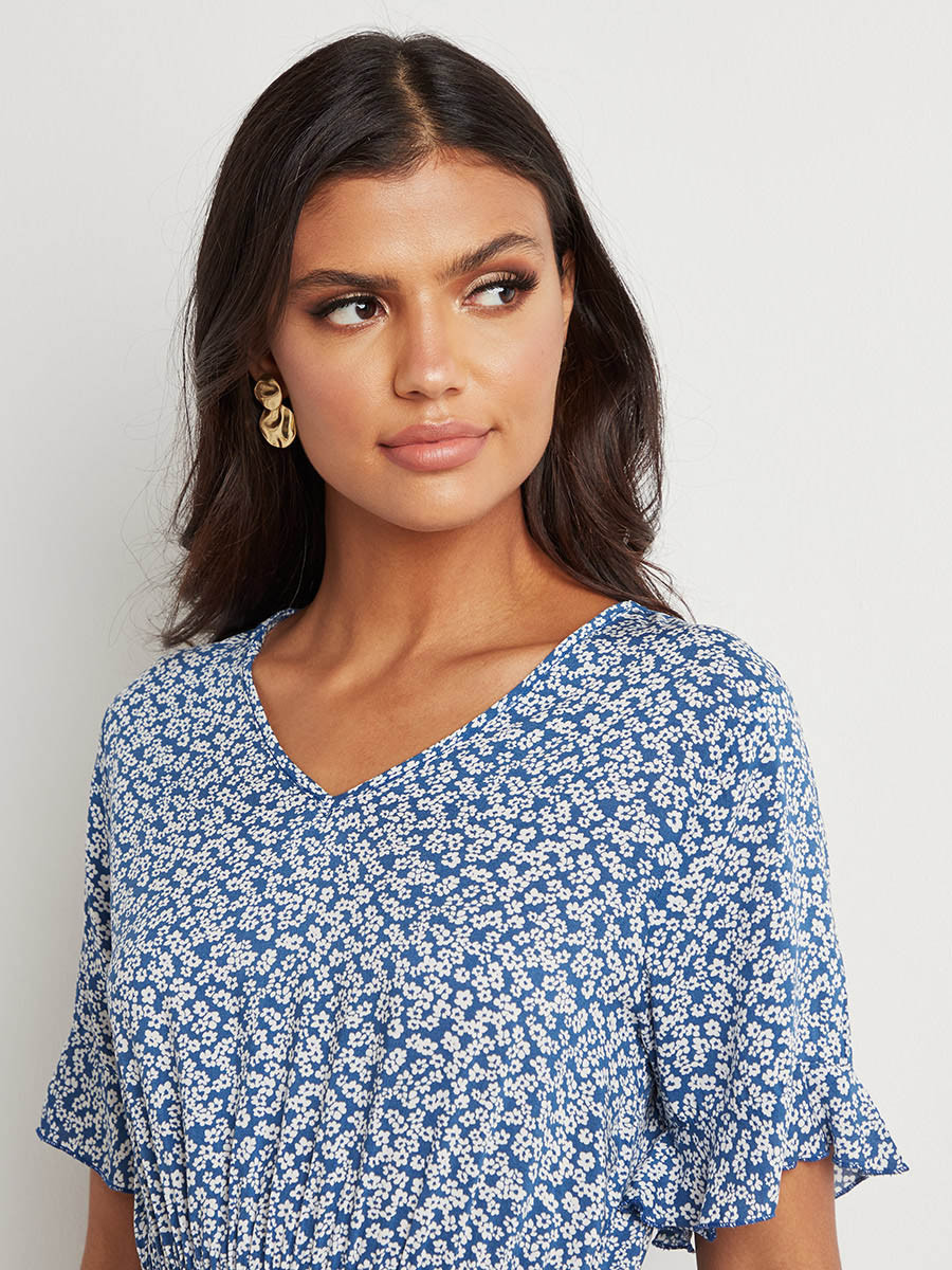 Styli Ditsy Printed V Neck A-Line Mini Dress-women-clothing-dresses-image-4