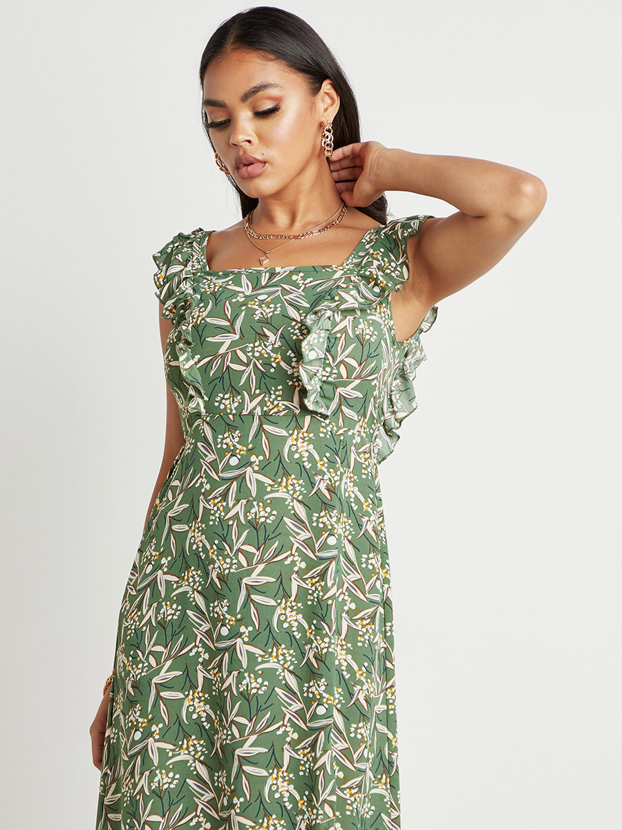فستان طويل مطبوع بأكمام قصيرة من ستايلي-women-clothing-dresses-image-4