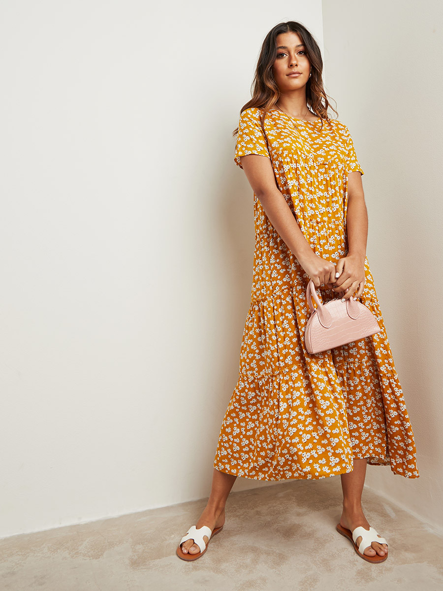 Styli Ditsy Print Short Sleeves  Maxi Dress-women-clothing-dresses-image-1