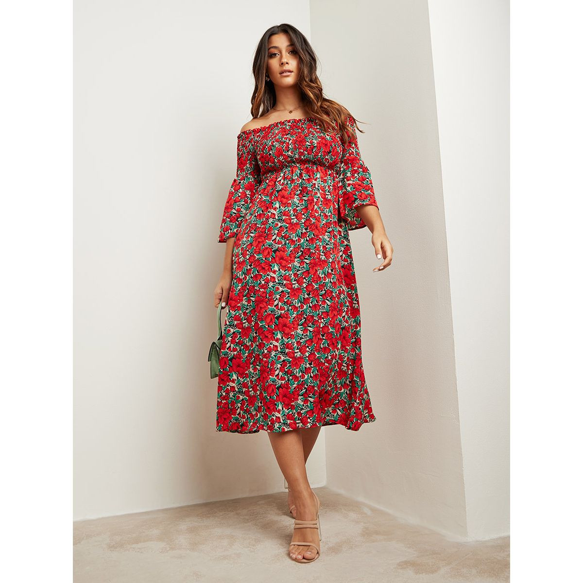 فستان ميدي مطبوع بزهور من ستايلي-women-clothing-dresses-image-1