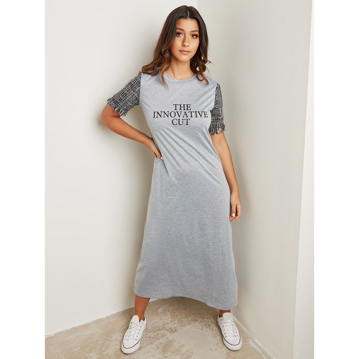 فستان طويل بتصميم تيشيرت من ستايلي-women-clothing-dresses-image-1