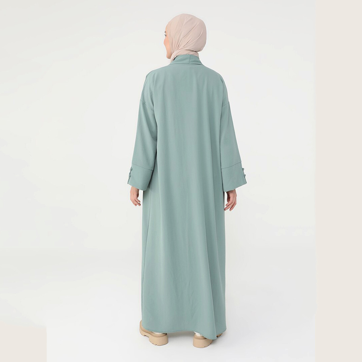 Women Solid Open Front Abaya Refka By Modanisa-women-arabicclothing-abayas-image-2
