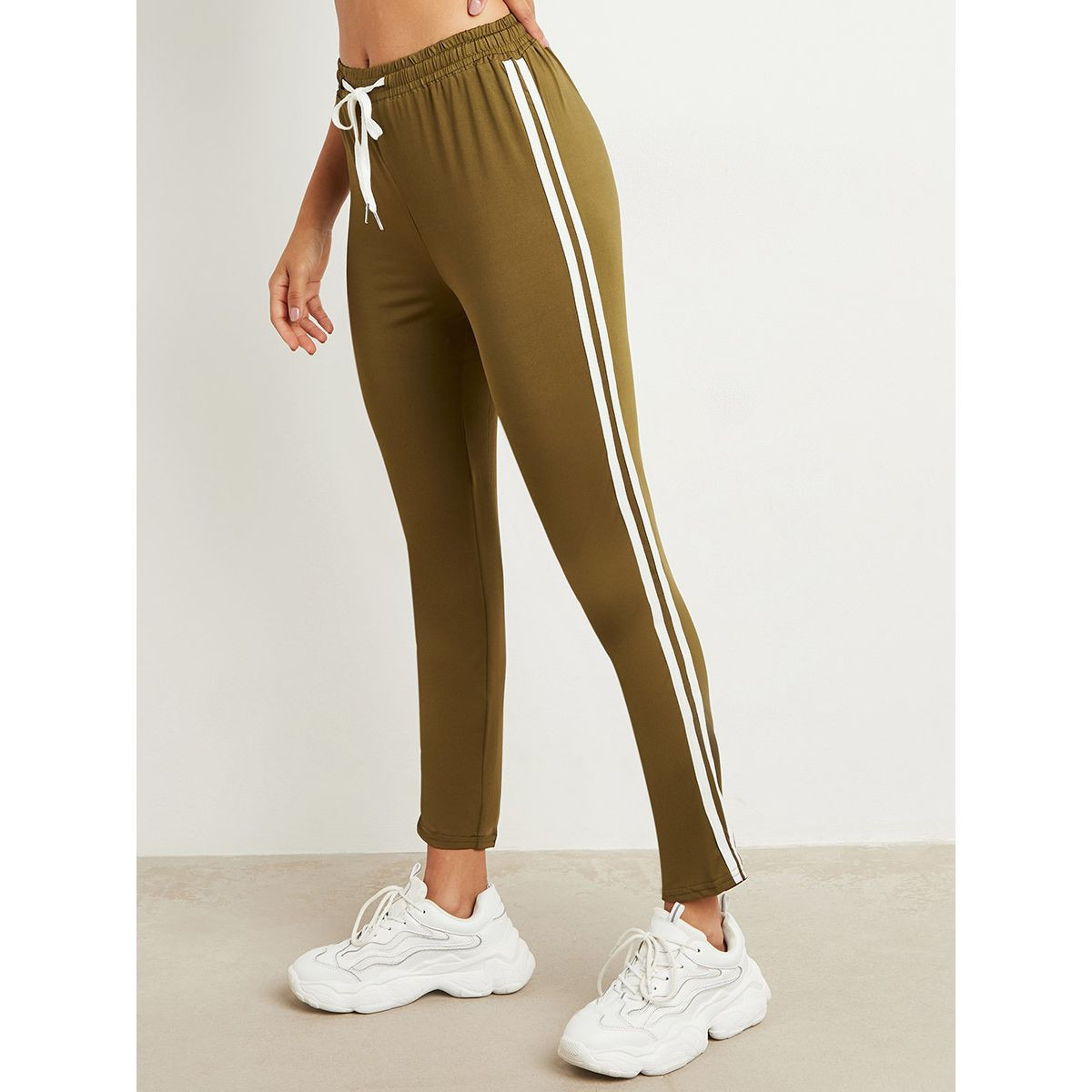 Styli Side Stripe Leggings with Drawcord Waist-women-clothing-bottoms-leggings-image-1