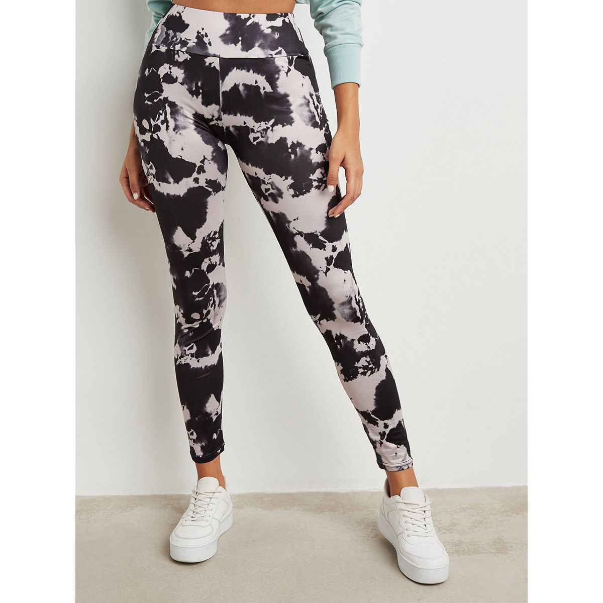 Styli Tie Dye Elastic Waist Leggings-women-clothing-leggings-image-1