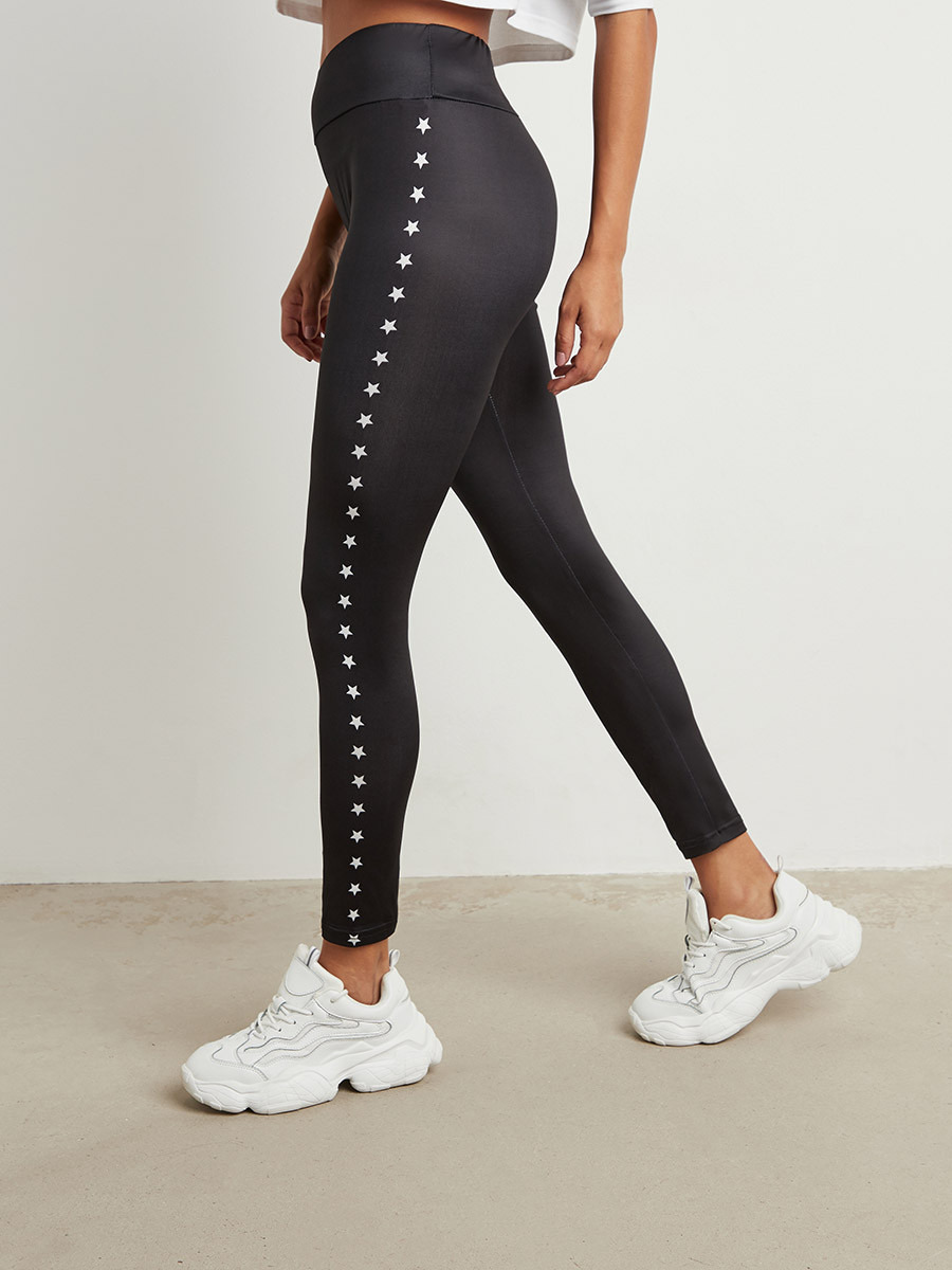 Styli Star Side Printed Elasticated Waistband Leggings-women-clothing-leggings-image-1