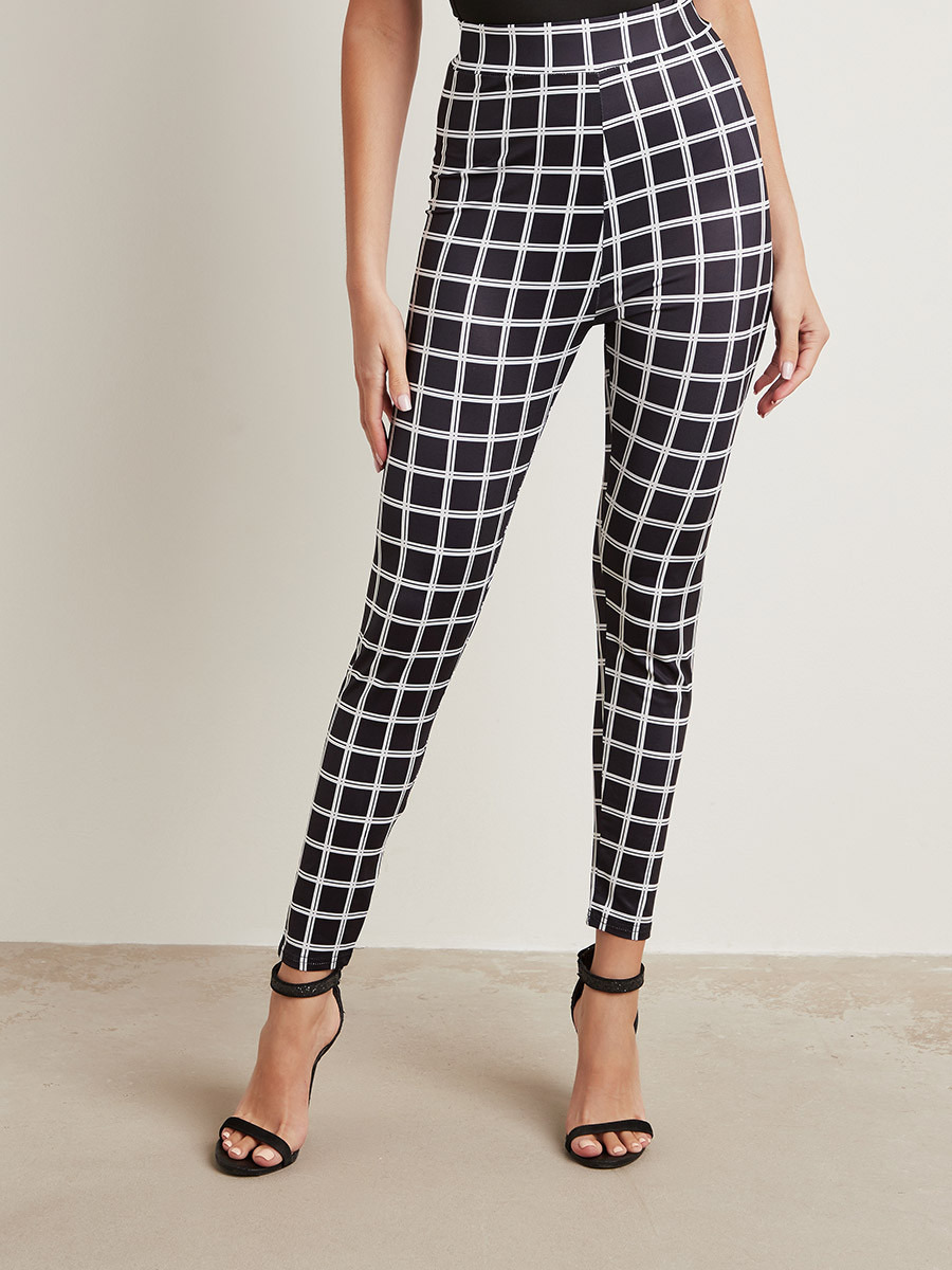 ليقنز مطبوع بتصميم شبكي من ستايلي-women-clothing-leggings-image-1