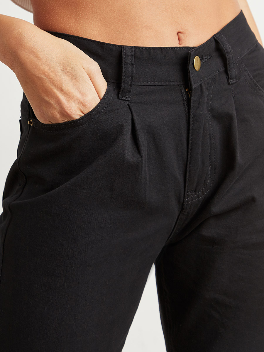 Styli Solid Pocket Construct Mom Jeans with Belt Loops-women-clothing-bottoms-jeans-image-4