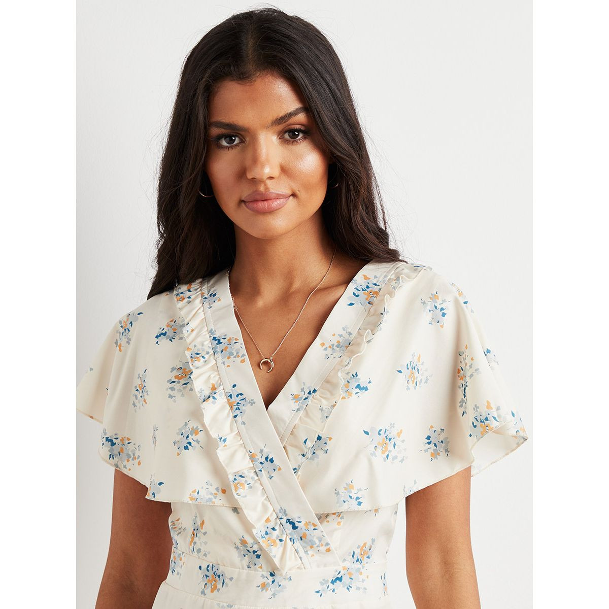 Styli Ditsy Print V Neck A-line Mini Dress-women-clothing-dresses-image-4