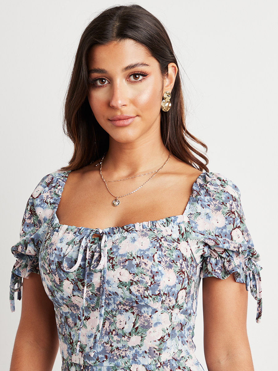 فستان ميدي مطبوع بتفاصيل كشكش من ستايلي-women-clothing-dresses-image-2