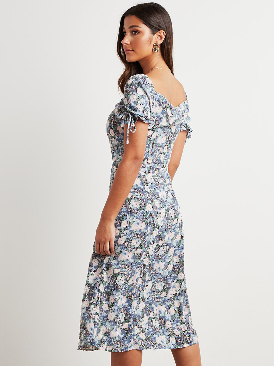 فستان ميدي مطبوع بتفاصيل كشكش من ستايلي-women-clothing-dresses-image-3