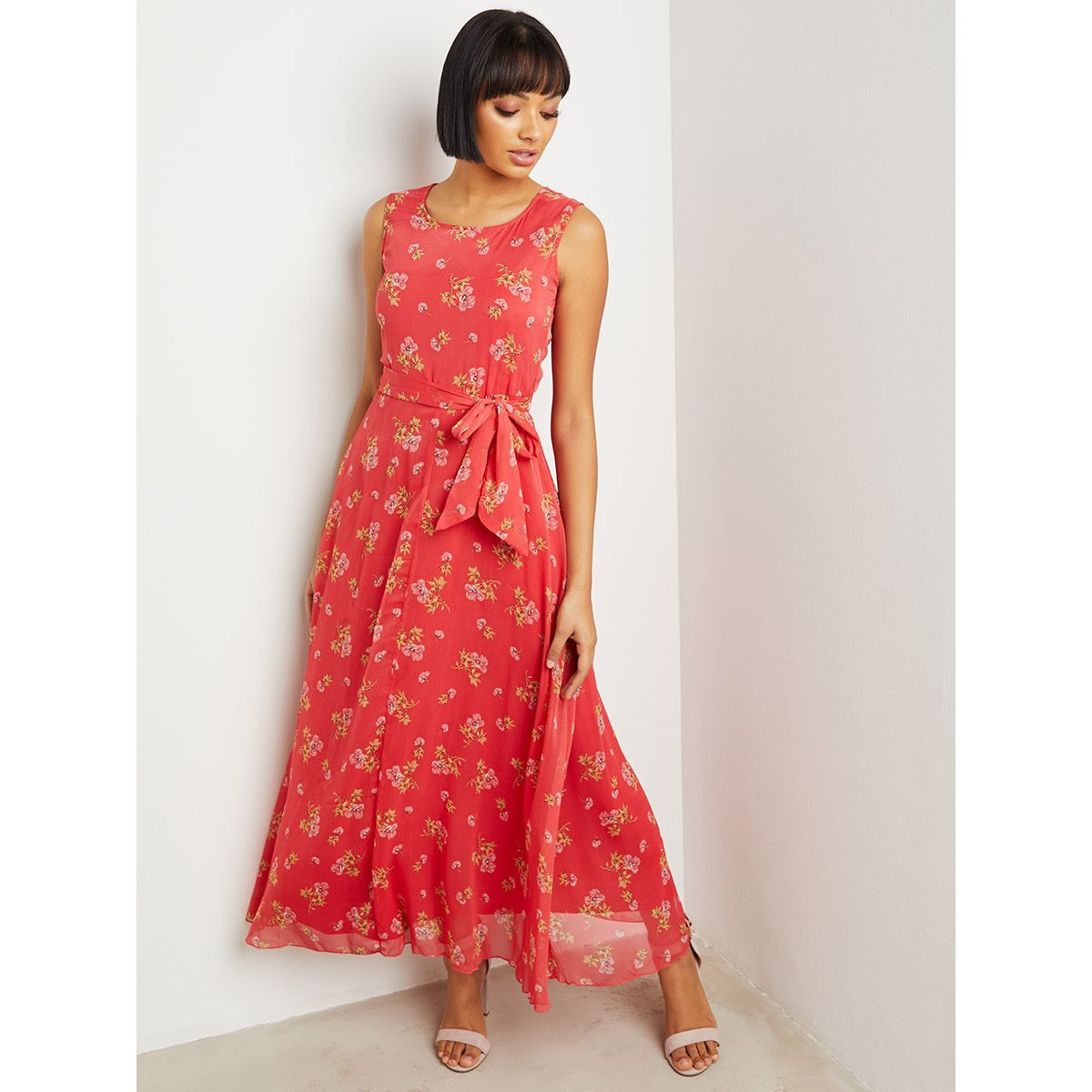فستان طويل مطبوع بلا أكمام من ستايلي-women-clothing-dresses-image-1