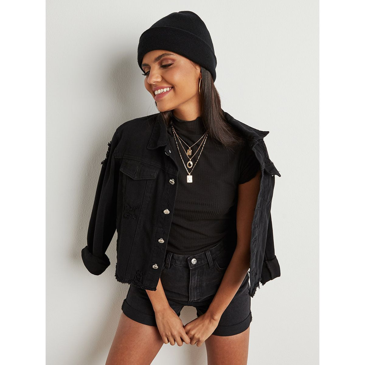 شورت دنيم بخصر مرتفع من ستايلي-women-clothing-shorts-image-9