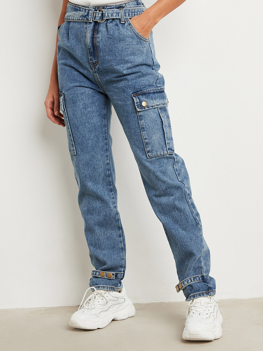 بنطلون جينز بتصميم كارجو من ستايلي-women-clothing-bottoms-jeans-image-1