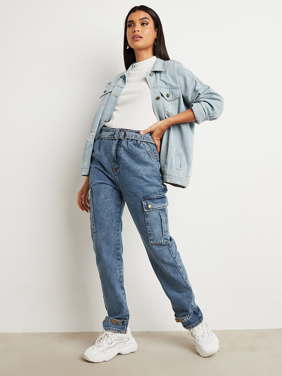 بنطلون جينز بتصميم كارجو من ستايلي-women-clothing-bottoms-jeans-image-2