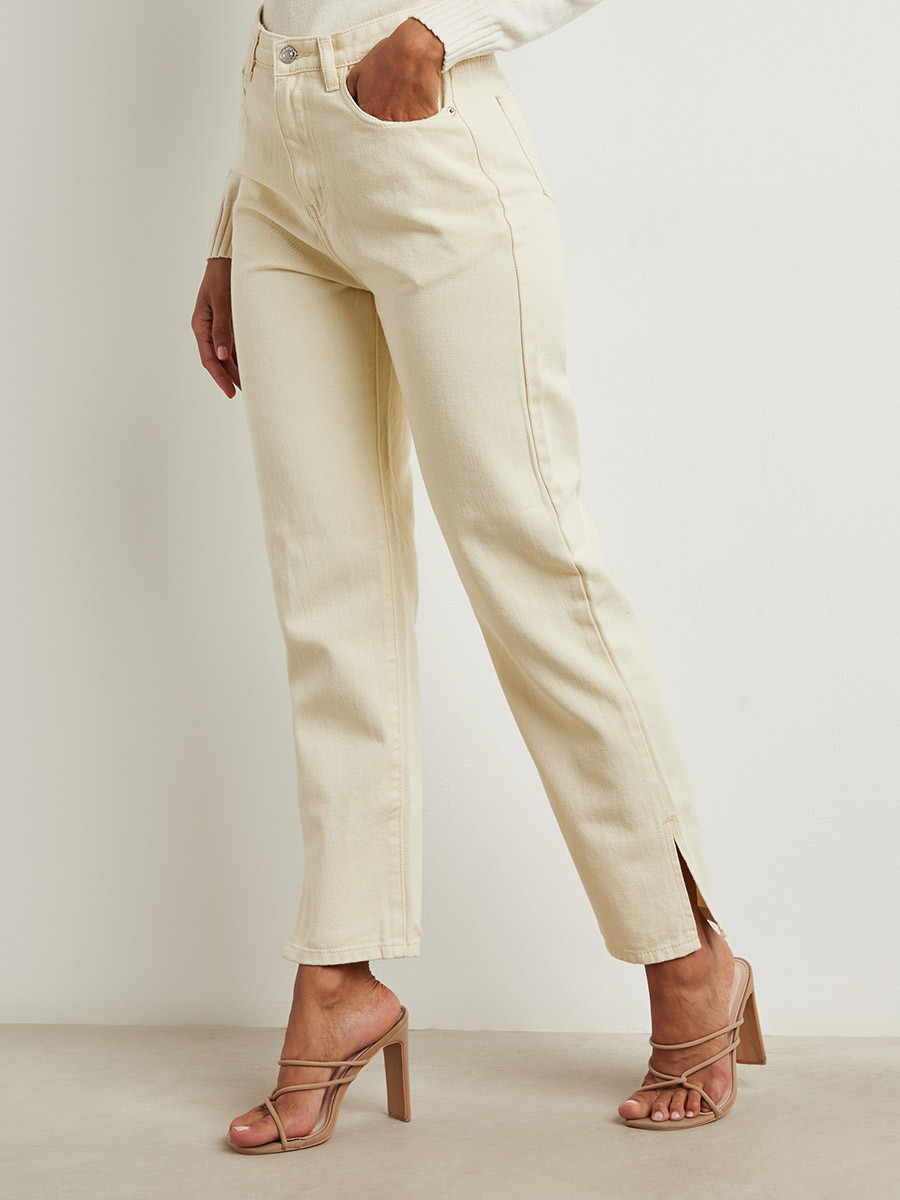 بنطلون جينز سادة بفتحة صغيرة من ستايلي-women-clothing-bottoms-jeans-image-4