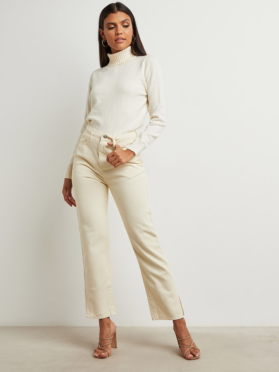 بنطلون جينز سادة بفتحة صغيرة من ستايلي-women-clothing-bottoms-jeans-image-3