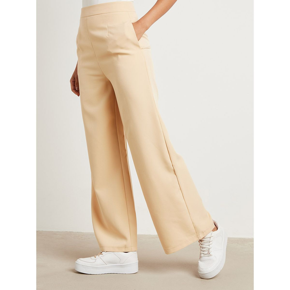 Styli Wide Leg Tailored Trouser with Side Pocket-women-clothing-trousers-image-1