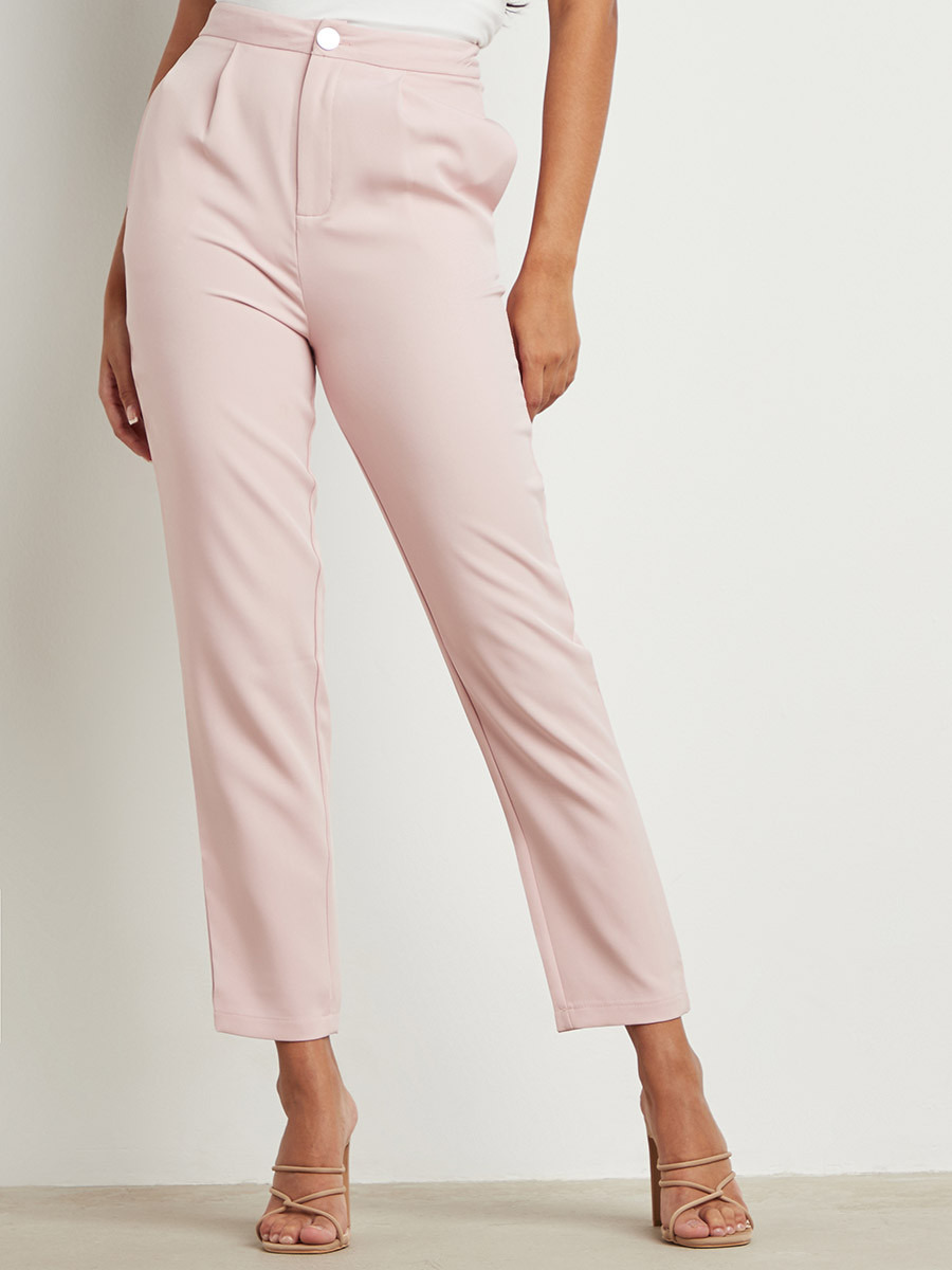 بنطلون سادة بجيب جانبي وأزرار من ستايلي-women-clothing-trousers-image-1