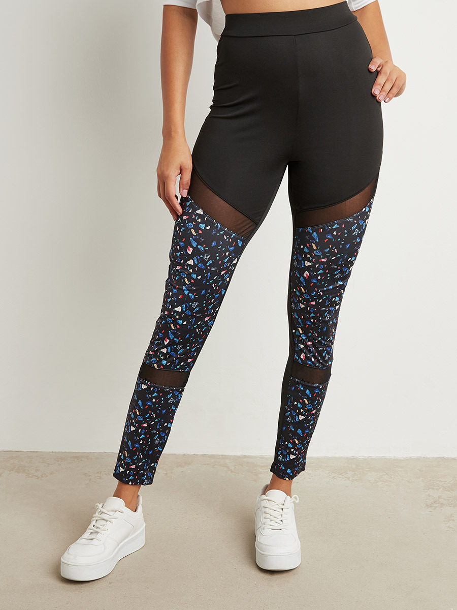 ليقنز بتفاصيل شبكية وخصر مطاطي من ستايلي-women-clothing-leggings-image-1