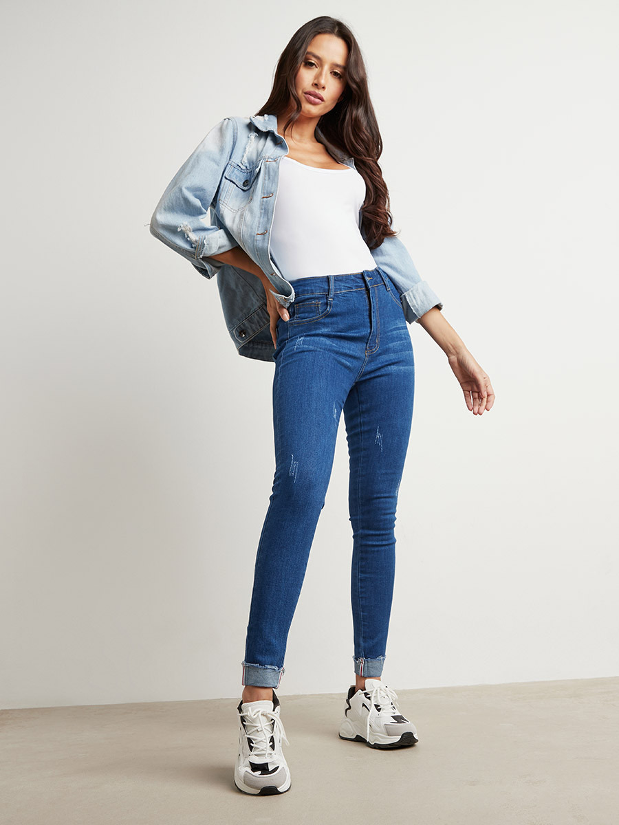 Styli Whisker Detail Distressed Skinny Jeans-women-clothing-bottoms-jeans-image-2