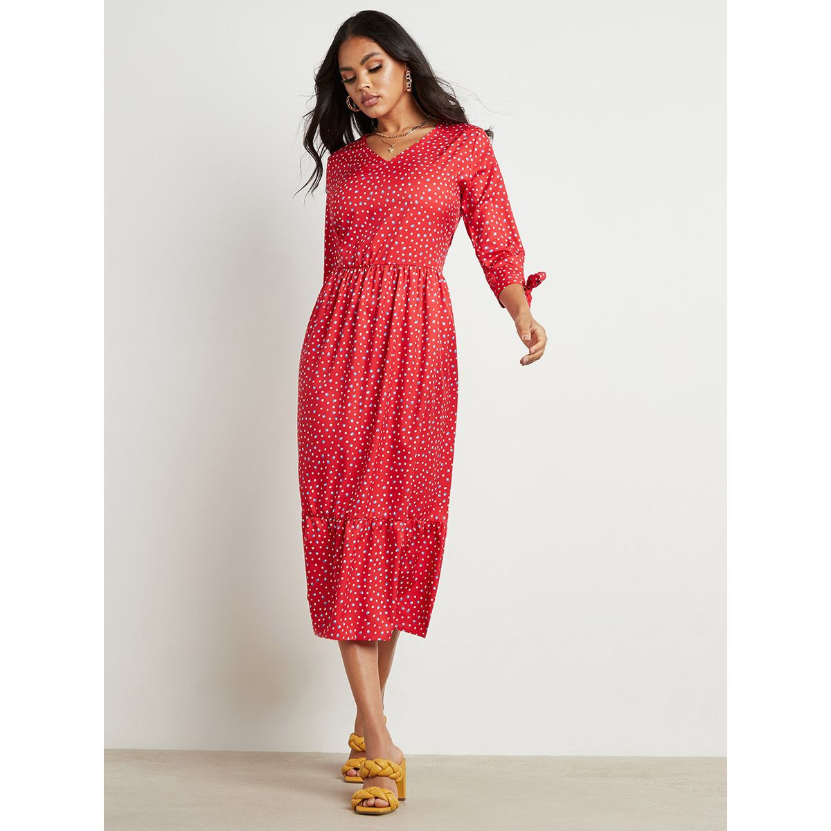 فستان ميدي منقط بأكمام طويلة من ستايلي-women-clothing-dresses-image-1
