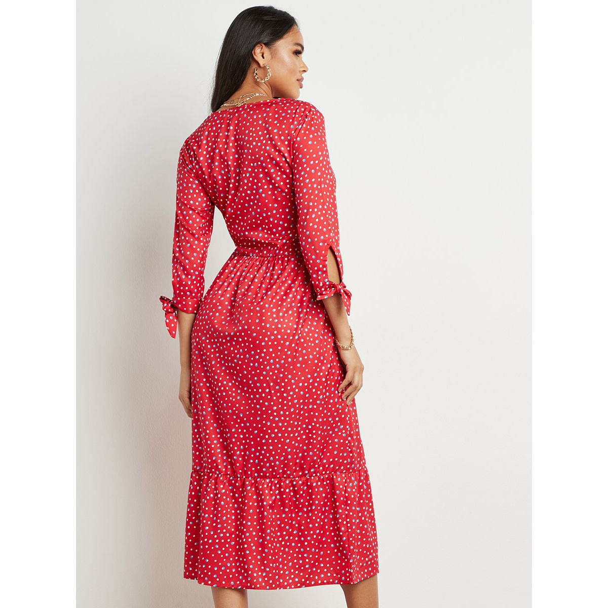 فستان ميدي منقط بأكمام طويلة من ستايلي-women-clothing-dresses-image-3