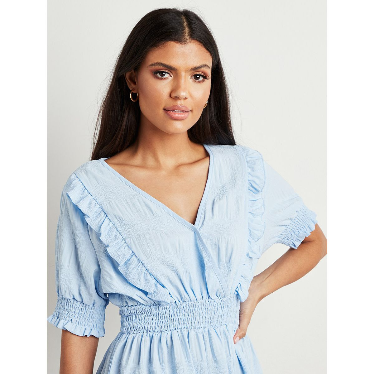 فستان ميدي بخصر مزموم من ستايلي-women-clothing-dresses-image-3