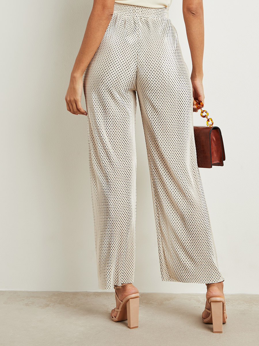 Styli Ditsy Polka Dot Printed Wide Leg Trouser with Elastic Waist-women-clothing-trousers-image-4