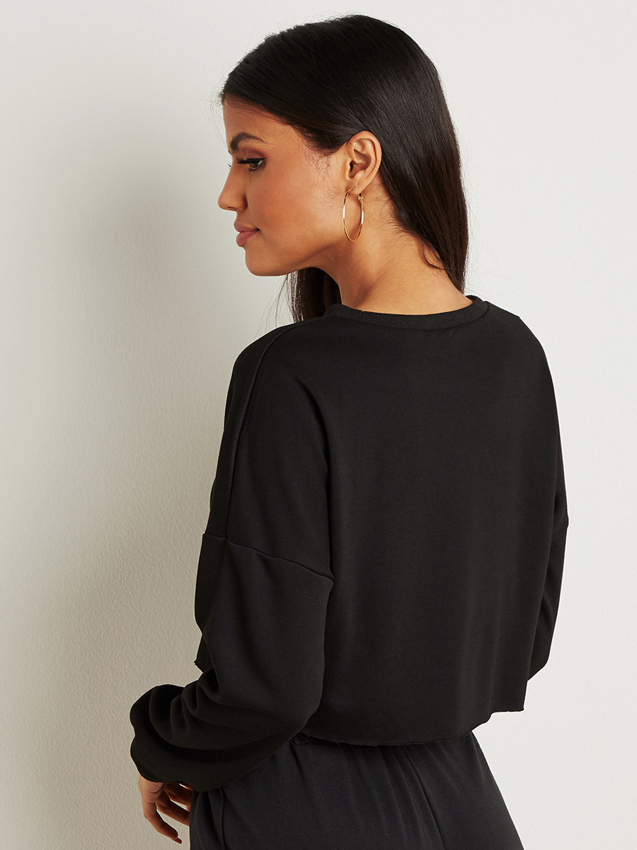 Styli Raw Edge Cropped Boxy Sweatshirt with Drop Sleeves-women-clothing-hoodiesandsweatshirts-sweatshirts-image-4