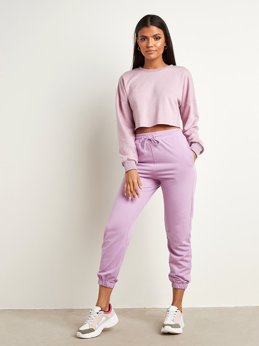 Styli Raw Edge Cropped Boxy Sweatshirt with Drop Sleeves-women-clothing-hoodiesandsweatshirts-sweatshirts-image-2