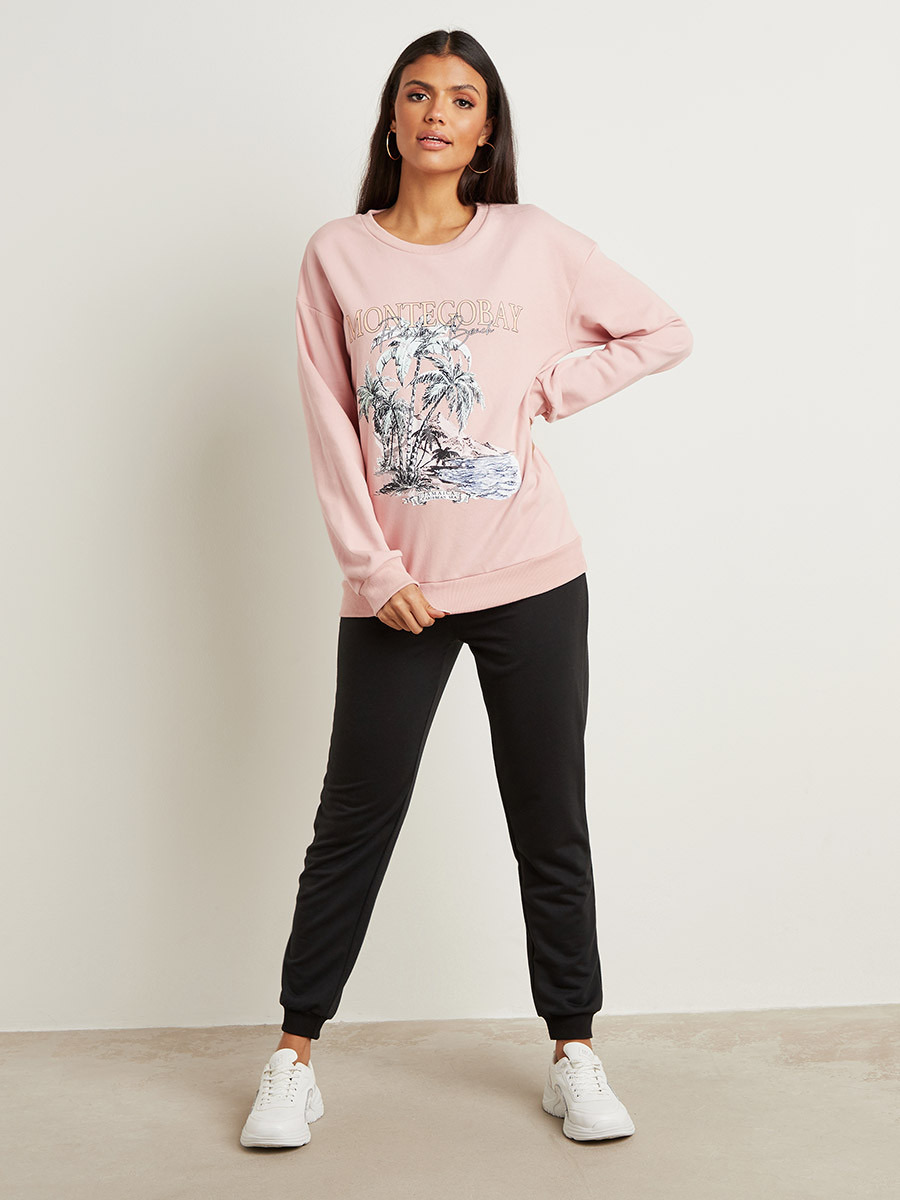 تيشيرت مطبوع بأكمام طويلة من ستايلي-women-clothing-hoodiesandsweatshirts-sweatshirts-image-2