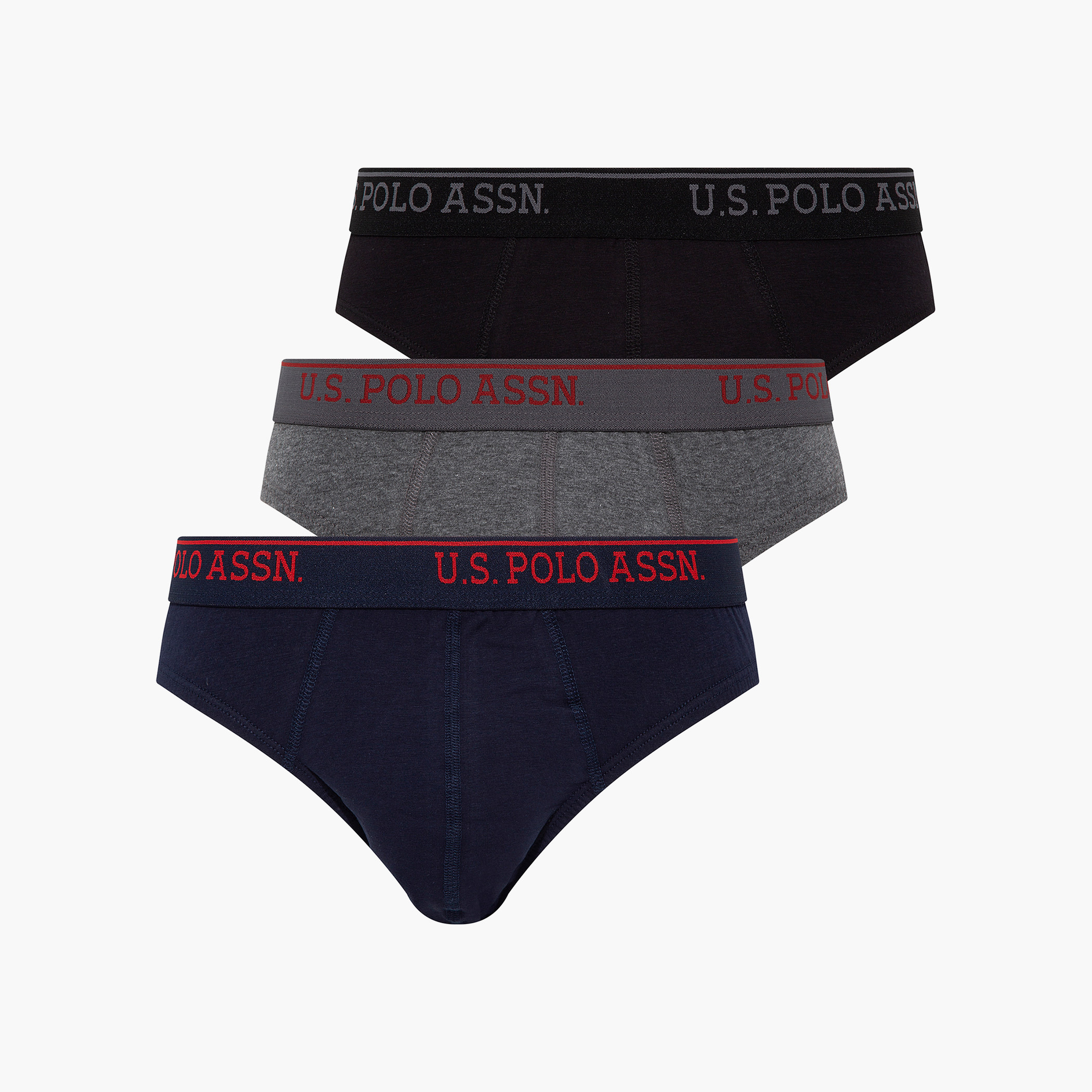 Pack of 3 U.S. Polo Assn. Men Multicolour Brand Print Waistband Briefs