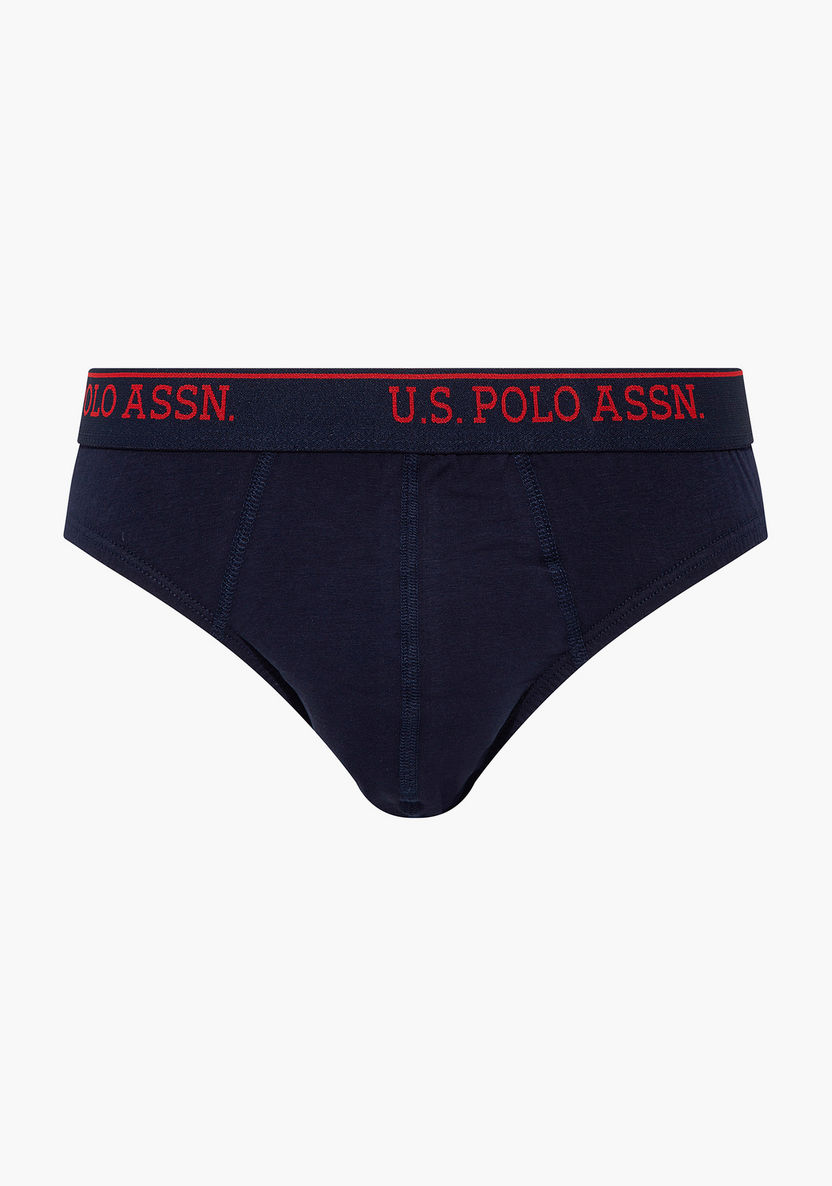 Buy Men's Pack of 3 U.S. Polo Assn. Men Multicolour Brand Print Waistband  Briefs Online