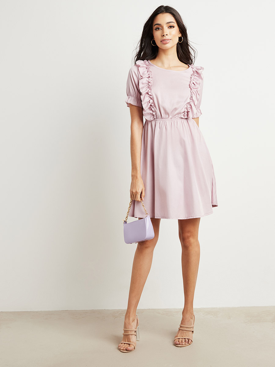 فستان قصير بتفاصيل كشكش من ستايلي-women-clothing-dresses-image-2