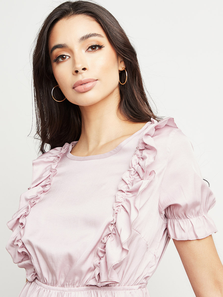 فستان قصير بتفاصيل كشكش من ستايلي-women-clothing-dresses-image-3