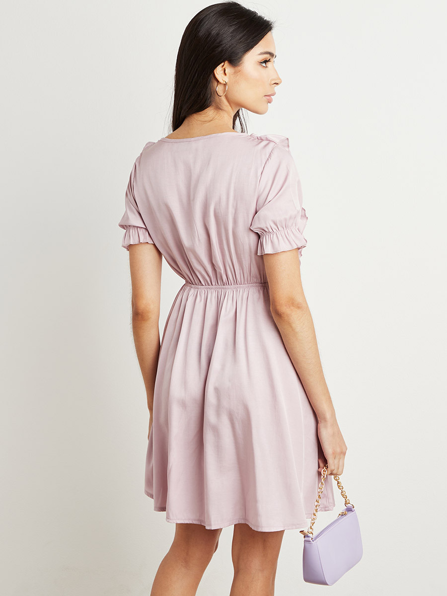 فستان قصير بتفاصيل كشكش من ستايلي-women-clothing-dresses-image-4